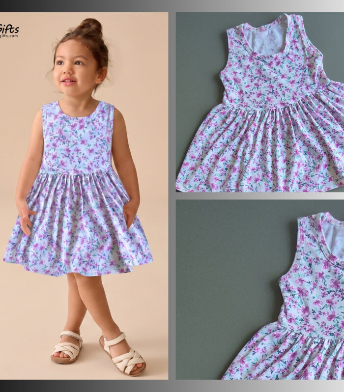Girls Casual Floral Sleeveless Frock